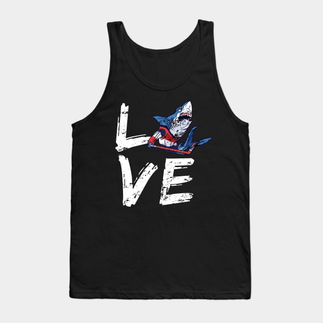 Hockey Shark Lover Distress Design Tank Top by WPKs Design & Co